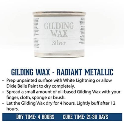 Dixie Belle Gilding Wax - Oil-Based Metallic Luxury Luster for Sheen, Shimmer on DIY Projects - Detail Enhancer for Furniture, Hardware, Wood - color: Silver