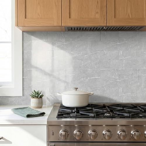 32 Sheets Bardiglio Gray Marble Peel & Stick Subway Tile 4"x8" - color: Bardiglio Gray Marble, size: 32 Pcs 4" x 8" x 0.07"