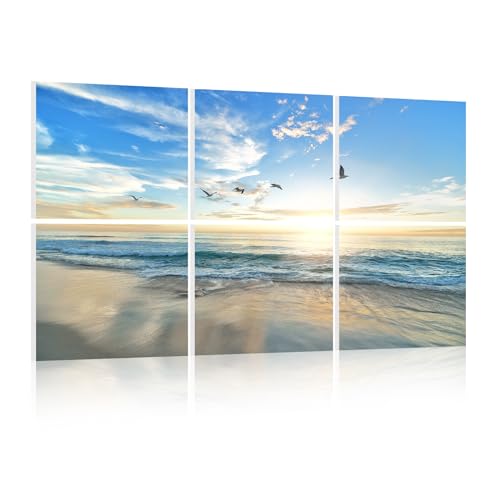 Acoustic Wall Panels Sound Absorbing Panels: Beach Nature Landscape Wall Art Acoustic Panels Recording Studio Acoustical Treatments Wall Decor for Office Bedroom Living Room 24"x24",Set of 6 - color: Beach, size: 24 inches x 24 inches x 6 pieces