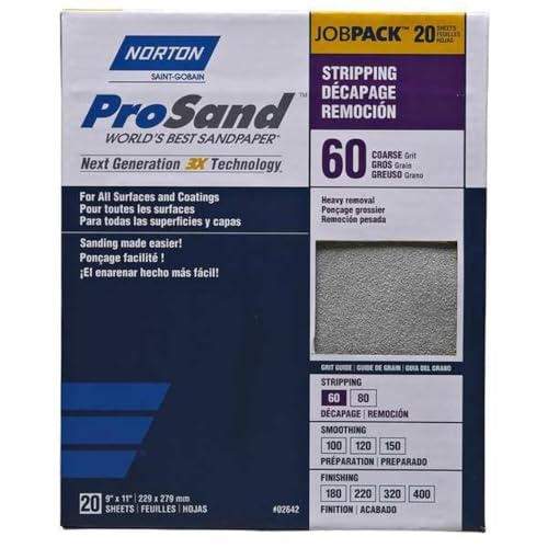Norton 9" x 11" 02642 ProSand Sanding Sheet 60-Grit Job-Pack - size: 9" x 11"