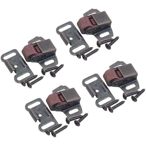 4PCS Furniture Hardware Fittings Roller Bumper Ball Door Buckle Red Antique Single Wheel Door Clip Buckle with Screws 5pcs for Cabinet Wardrobe Door Roller Door Latch