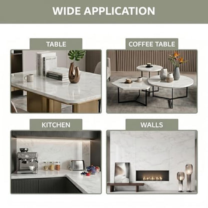 Extra-Thick Marble Contact Paper (High Gloss, Carrara White) 39.4" x 118.1" - color: Carrara White (High Gloss), size: 39.4" x 118.1"