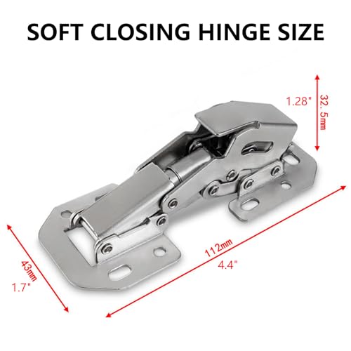 4 Pack Soft Close Damping Hinges, 90 Degree Concealed Cabinet Hinges with Slotless Design, Easy to Install for Cupboards, Drawers, Windows and Cabinet Doors