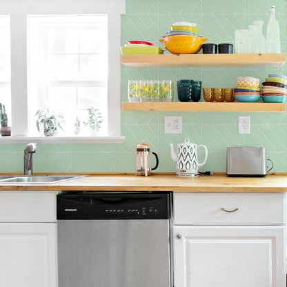 STICKGOO Herringbone Peel and Stick Backsplash, Light Green, 10 Sheets - color: Light Green, size: Pack of 10