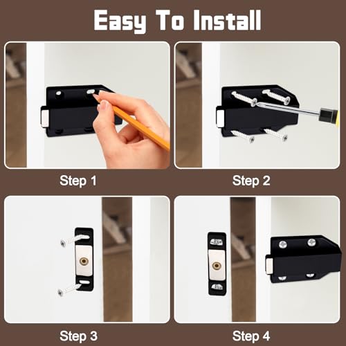 Magnetic Push Latch, Black, 4 Pack - color: Black, size: 4 Pack, Black