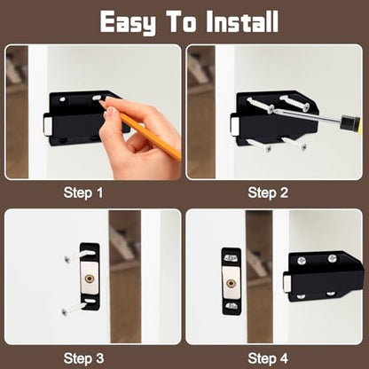 Magnetic Push Latch, Black, 4 Pack - color: Black, size: 4 Pack, Black