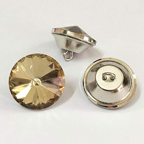 25PCS 25mm Crystal Glass Buttons Sewing Rhinestone Buttons (Tea WX) - color: Tea Button(WX)