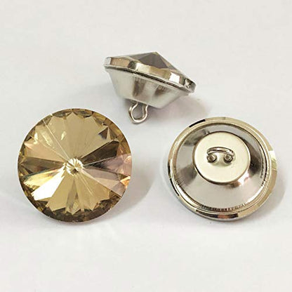 25PCS 25mm Crystal Glass Buttons Sewing Rhinestone Buttons (Tea WX) - color: Tea Button(WX)