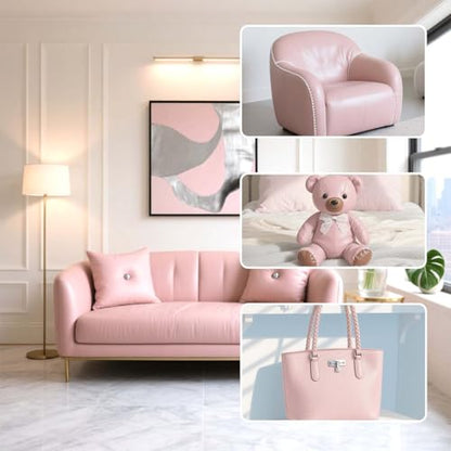 Faux Leather Fabric Smooth Solid 54" x 36" (Pink) - color: Pink