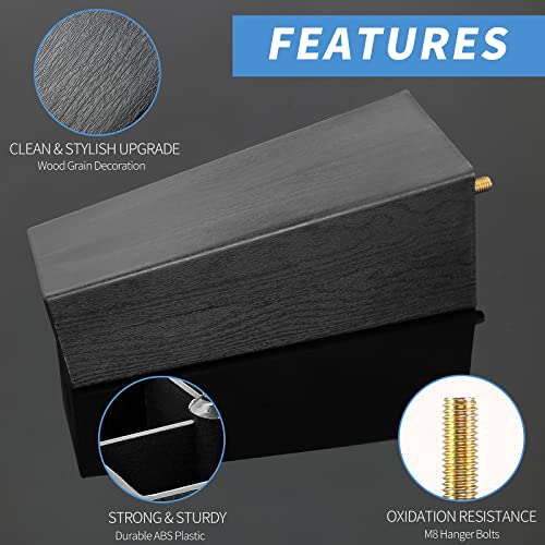 4pcs Plastic Square Legs 8" with T-Nuts, M8-1.25 Thread Bolt - size: 8 Inch, M8-1.25 Metric Thread Bolts