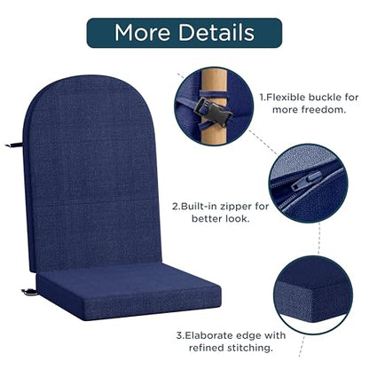 Codi Large Rocking Chair Cushion for Adirondack Chairs, Navy, 1 Pack - color: Navy, size: 20"x20"/20"x28" - Jumbo 1PK