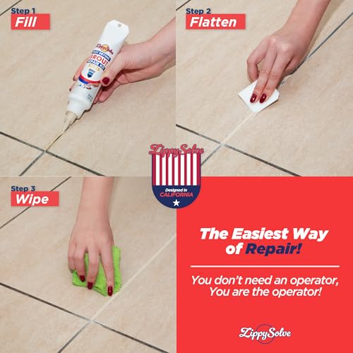 ZippySolve Tile Grout Repair Kit, Refresh Tile, Grout Sealer (8.8oz, Beige) - color: Beige