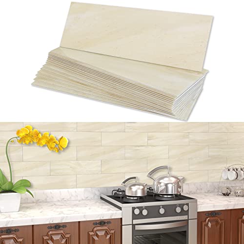 BeNice Peel and Stick Backsplash Subway Tile Beige Travertine 16pcs - color: Beige Travertine
