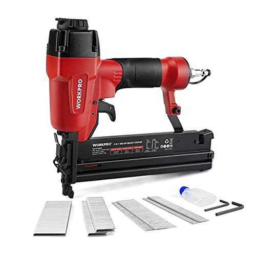 WORKPRO 2-in-1 Pneumatic Brad Nailer/Staple Gun, 18 GA