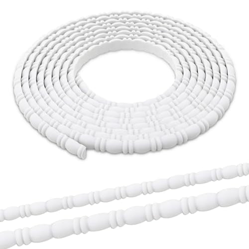 118" x 0.39" Peel & Stick Ball and Spindle Decorative Molding Trim, Flexible 3D Wall Moulding Strip for Home Decoration, Bathroom Mirror Frame, Cabinet, Backsplash Tile (Unfinished White) - size: 118" x 0.39"