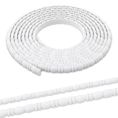 118" x 0.39" Peel & Stick Ball and Spindle Decorative Molding Trim, Flexible 3D Wall Moulding Strip for Home Decoration, Bathroom Mirror Frame, Cabinet, Backsplash Tile (Unfinished White) - size: 118" x 0.39"