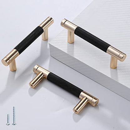 12 Pack 3 Inch 76 mm Barrel Cabinet Pulls Gold and Black Cupboard Aluminum Handles Drawer Pull Cabinet Handles - color: Gold and Black, size: 3 Inch