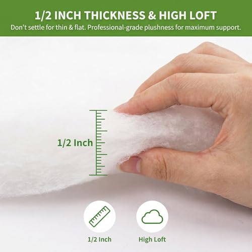 Upholstery Batting - 1/2 inch Thick Polyester Batting for Cushions, High Loft Cushion Wrap & Furniture Padding - 36" x 5 Yds - Super Soft Polyfill Batting for DIY, Sofa & Chair Repair - size: 36In x 5 Yards
