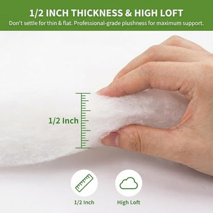 Upholstery Batting - 1/2 inch Thick Polyester Batting for Cushions, High Loft Cushion Wrap & Furniture Padding - 36" x 5 Yds - Super Soft Polyfill Batting for DIY, Sofa & Chair Repair - size: 36In x 5 Yards