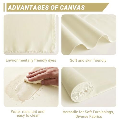 Beige Poly Cotton Water Resistant Canvas Fabric, 10 Yards, 59 Inch Wide - color: Beige, Water Resistant, size: 10 Yards