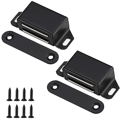 20 lbs Magnetic Door Catch, Heavy Duty Latch for Cabinets Shutter Closet Furniture Door, Stainless Steel Cabinet Catch, Black (2 Pack) - color: 2PC-Black