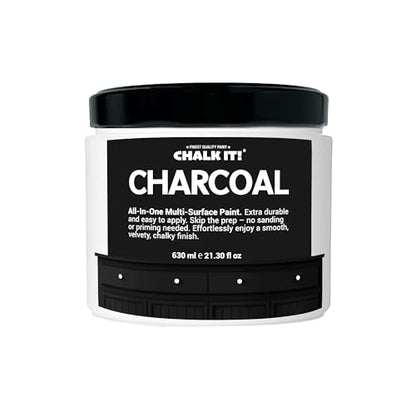 CHALK IT! All-in-One Multi-Surface Chalk Paint for Furniture & Cabinets - No Sanding, No Primer, Built-In Top Coat Water-Based, Low-Odor, Fast-Drying, Matte Finish Charcoal - color: Charcoal