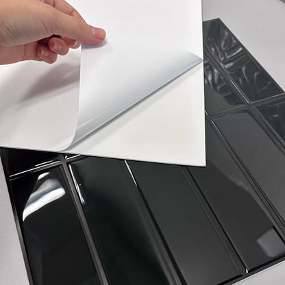 Select 5 Pack Peel and Stick Backsplash Square Tiles, 12x12 in, Black - color: Black, size: Rectangle Shape