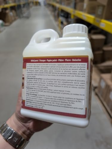 Saman Waterbased Dead Flat Varnish SAM-801 – Protects Decorative Surfaces (946 ml – 32 oz) - size: 1 Quart