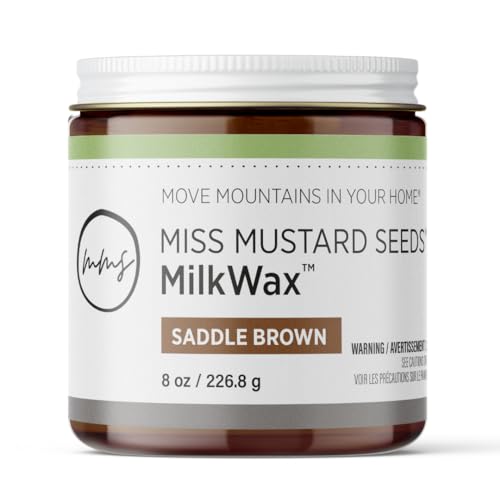 Miss Mustard Seed's MilkWax Saddle Brown Wax for Furniture & Cabinets, 8 oz - color: Saddle Brown, size: 8 Ounce (Pack of 1)