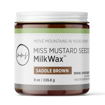 Miss Mustard Seed's MilkWax Saddle Brown Wax for Furniture & Cabinets, 8 oz - color: Saddle Brown, size: 8 Ounce (Pack of 1)