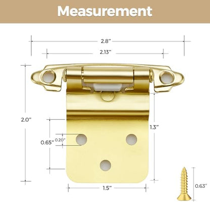 30 Pack 15 Pair Gold Cabinet Hinges, 3/8" Inset Semi-Concealed Hinges - color: Gold, size: 3/8" Inset