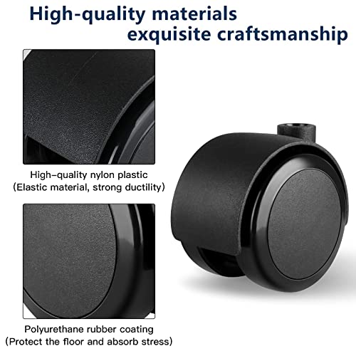 Apllamo 2 Inch Swivel Casters 5/16" Stem & Top Plate, 1000 LBS Heavy Duty - color: Premium Black