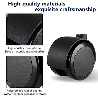 Apllamo 2 Inch Swivel Casters 5/16" Stem & Top Plate, 1000 LBS Heavy Duty - color: Premium Black