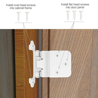 White Cabinet Hinges, 3/8” Inset, 4 Pack - color: White, size: 3/8 Inch Inset