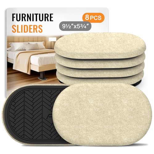 Furniture Sliders for Hardwood Floors Felt Heavy-Duty Furniture Movers - color: Beige 8pcs