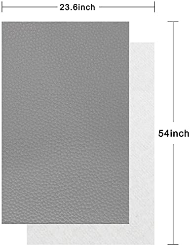 TORRAMI Soft Faux Leather Fabric, 0.64 Yard 54 x 23 in, Gray PU Leather - color: Gray, size: 0.64 Yard (54 x 23 inch)