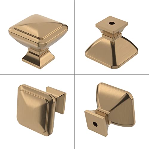 9BUILD 10 Pack Champagne Bronze Cabinet Knobs,Solid Square Drawer Pulls - color: Champagne Bronze, size: 1.2"/30MM