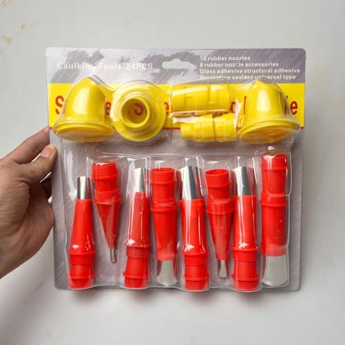 24Pcs Reusable Plastic Stainless Steel Caulking Nozzle Kit Used for Home Improvement DIY Contractor Finishing Tool