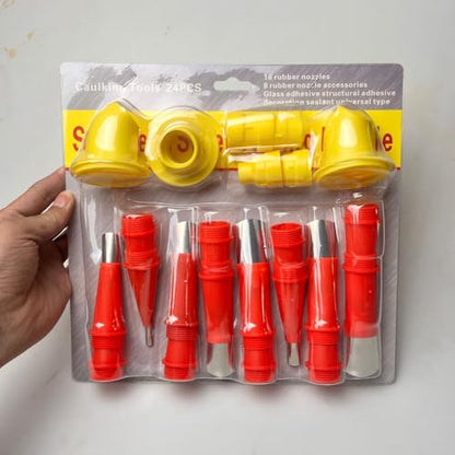 24Pcs Reusable Plastic Stainless Steel Caulking Nozzle Kit Used for Home Improvement DIY Contractor Finishing Tool