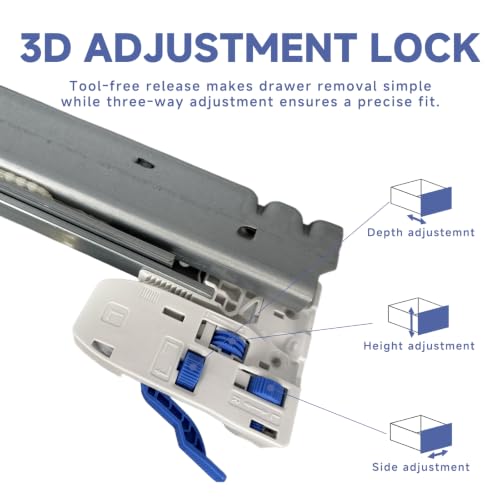 1 Pair 24 Inch (600mm) Undermount Soft Close Drawer Slides - size: 24 Inch-1 Set