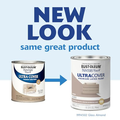 Rust-Oleum Almond Painter's Touch 2X Ultra Cover Premium Latex Paint - color: Gloss Almond, size: 1 Quarts (Pack of 1)