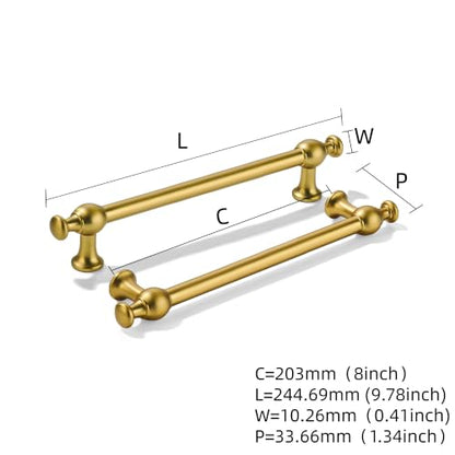 khtumeware 5-Pack 8-Inch(203mm) Vibrant Brushed Moderne Brass Cabinet Pulls - color: Vibrant Brushed Moderne Brass, size: 8"(203mm) Hole Center