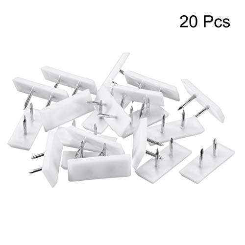 uxcell Furniture Feet Nail Plastic Glide Nails Square Chair Table Leg Protector Pads 31mm x 12mm White 20pcs