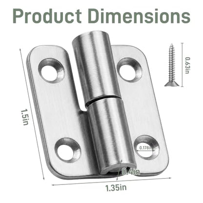 1.5in Lift Off Hinges 4Pack, 304 Stainless Steel Small Cabinet Hinges, Pin-on-Right Removable Butt Hinges for Wooden Box, Tool-Free Hinge for DIY & Electronics Enclosure (Silver, 16 Screws) - size: 1.5x1.35x0.4 in