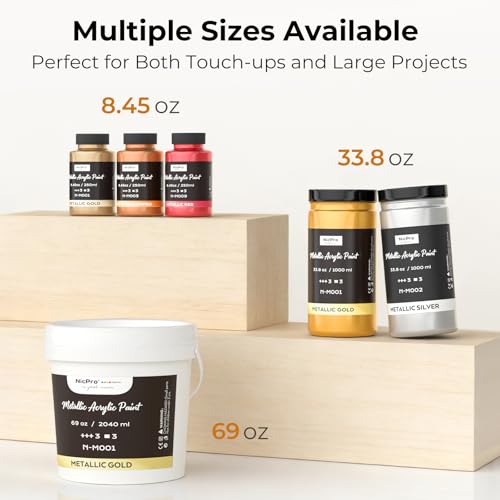 Nicpro Metallic Gold Acrylic Paint, 69oz/2040ml Large Gold Leaf Paint - color: Gold, size: 69 Fl Oz (Pack of 1)