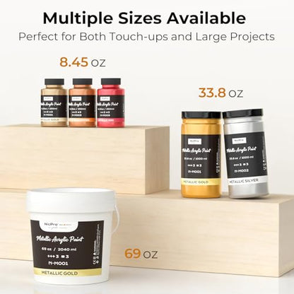 Nicpro Metallic Gold Acrylic Paint, 69oz/2040ml Large Gold Leaf Paint - color: Gold, size: 69 Fl Oz (Pack of 1)
