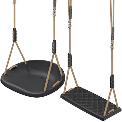 SELEWARE Heavy Duty Swing Seat for Kids Adults with Adjustable Ropes - color: Black2 Swing Seat, 2 Pack