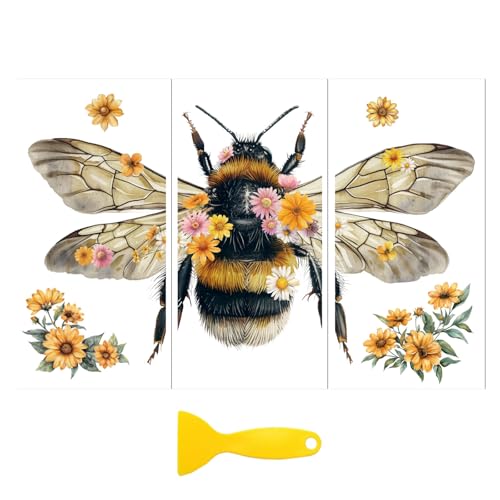 Peacoblue Retro Floral Bees Rub On Transfers for Furniture Craft 6"x12" - style: Retro Floral Bees