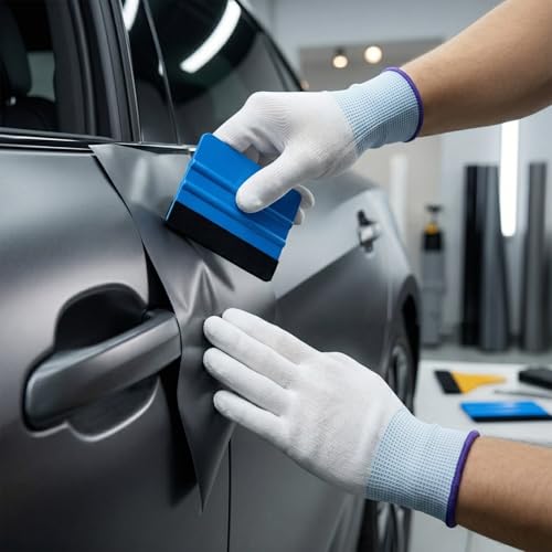 Spanno Vinyl Wrap Tool Kit with Vinyl Squeegee, Edge Trimming Tools, Gloves & Cutter for Car Window Tint Installation - color: 9 in 1 set