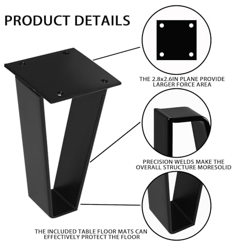 NXN-HOME 8 inch Metal Bench Legs Triangle-Shape Furniture Legs, Solid Steel Table Legs Metal Couch Legs Metal Legs for Sofa Couch Dresser Coffee Table (Set of 4) - size: 8 INCHES